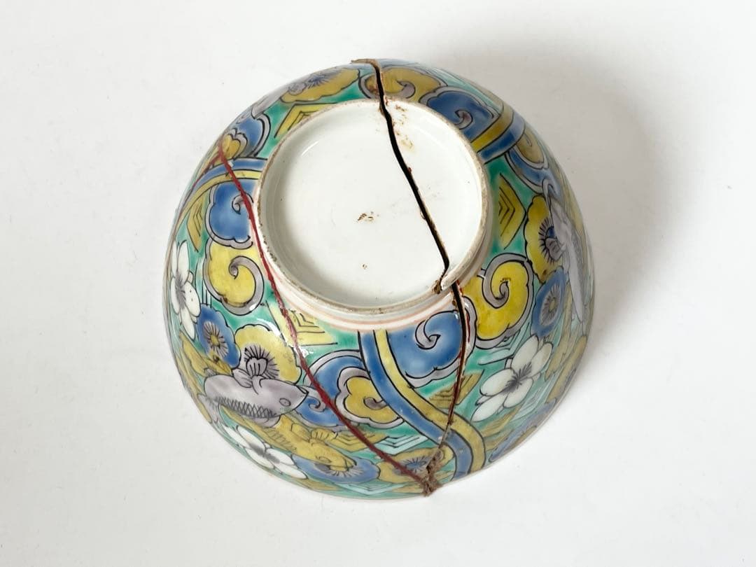 金継ぎ用　骨董　アンティーク　古伊万里　色絵　鯉　魚　お碗　茶碗　金繕い　金直し