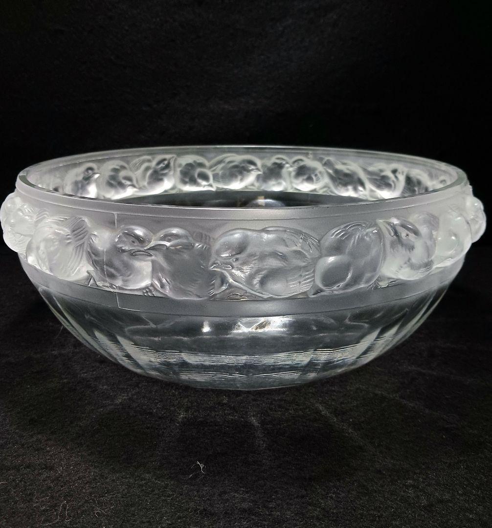 Y2946 ルネ・ラリック メゾンジュ 小鳥 ガラス鉢 直径23㎝　T