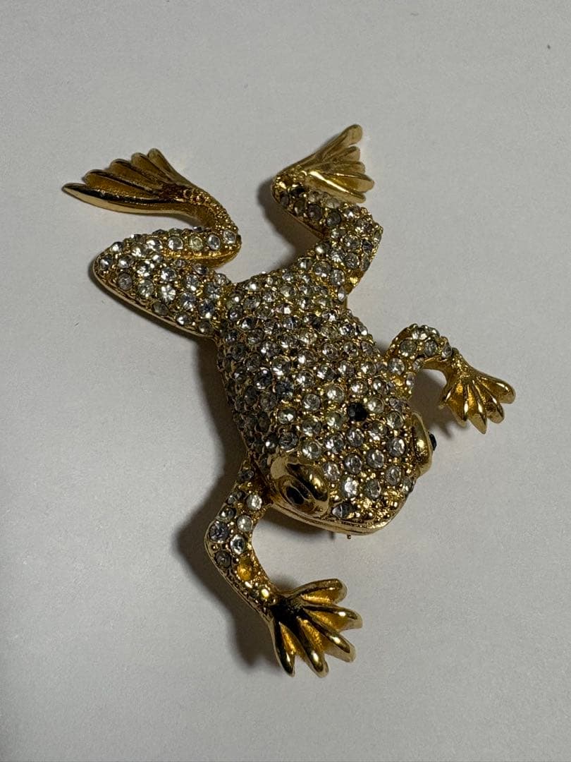 希少 クリスチャンディオール ブローチ カエル 蛙 ラインストーン ヴィンテージ