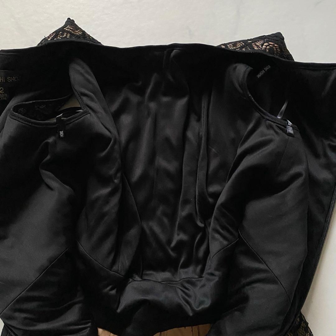 美品　TADASHI SHOJI カットワーク　ノースリーブワンピース　黒　花柄