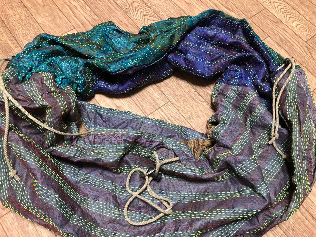 ★レア★ほぼ未使用★Leh レー シルク 袈裟バッグ 刺し子 ボディバッグ