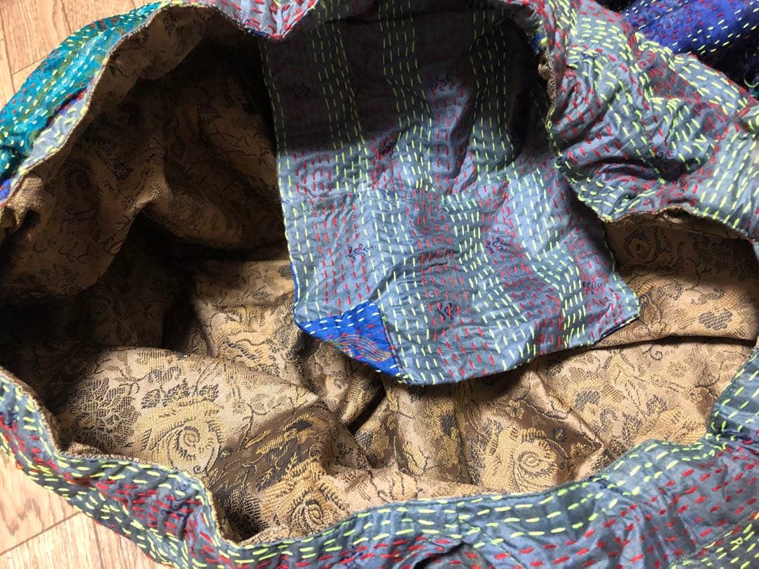 ★レア★ほぼ未使用★Leh レー シルク 袈裟バッグ 刺し子 ボディバッグ