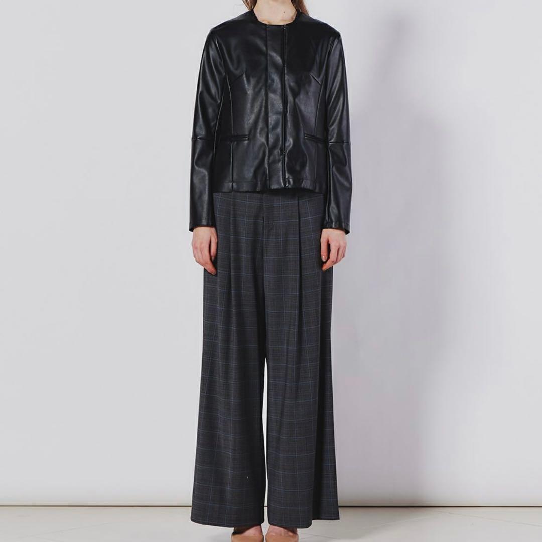 【新品】24AW ソブ フェイクレザーノーカラージャケット 黒 現行 ダブスタ