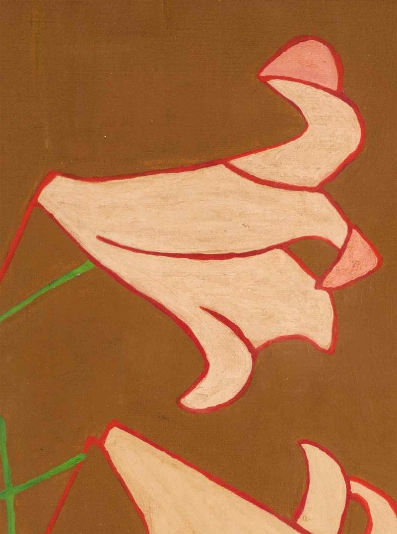 熊谷守一　油彩　肉筆『笹百合』サイン(印譜)　熊谷榧鑑定　F6号　額装　b607