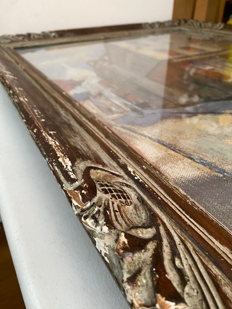 フェルナンド　ラバル　パリ風景　アンティーク　油絵　 油彩画　額縁