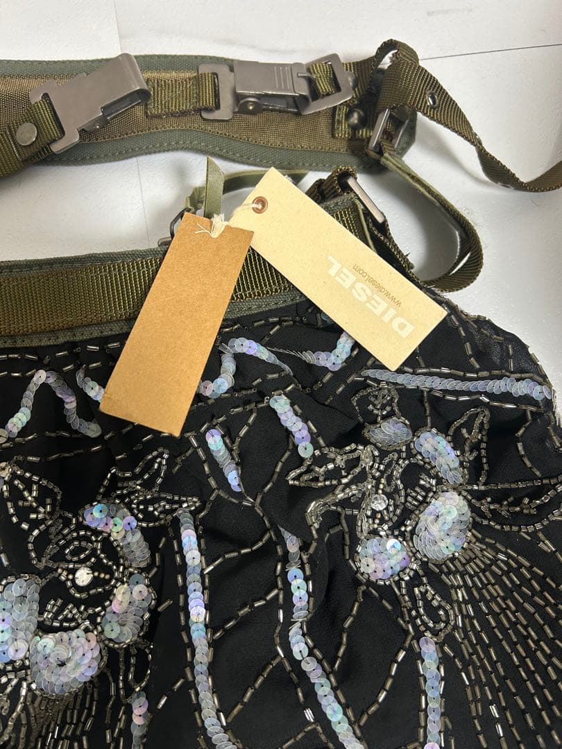 新品❗️00s y2k diesel ショルダーバッグ　スタッズ　ビーズ　ラメ