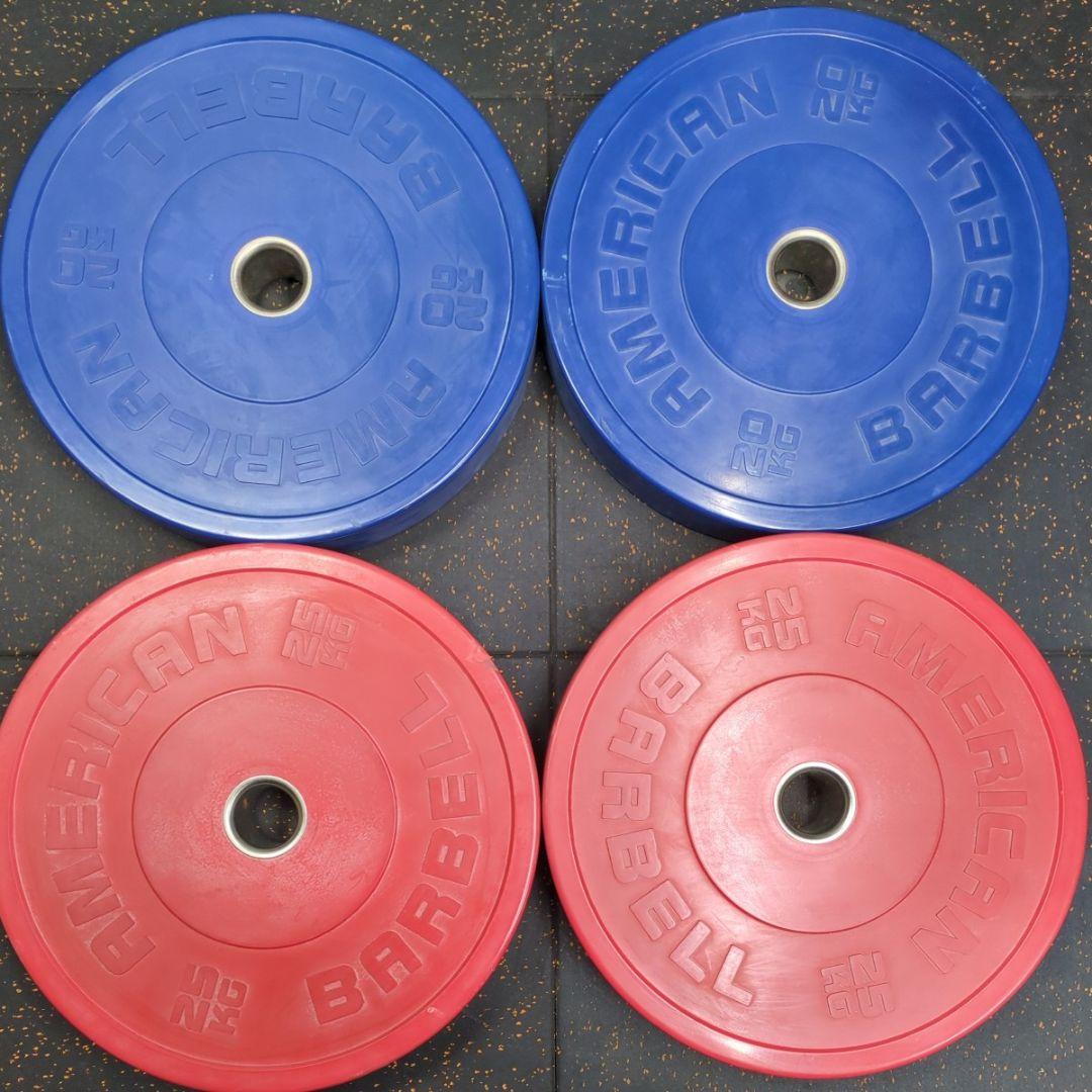 【引取限定】アメリカンバーベル スポーツバンパープレート140kgセット
