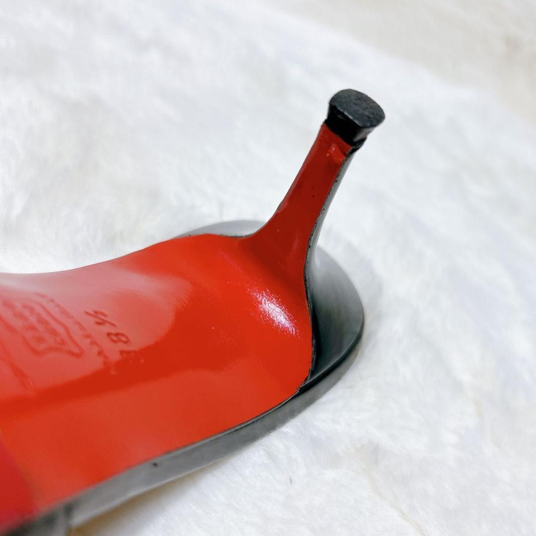 極美品☆箱保存袋付☆クリスチャンルブタン ミュール ブラック エナメル リボン