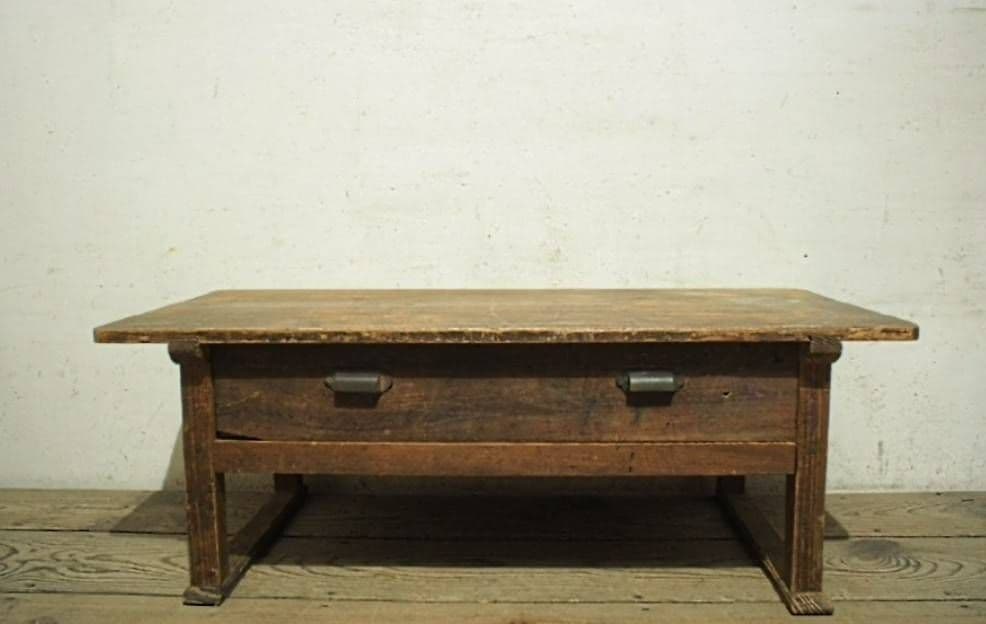 1070 ヴィンテージ　杉の文机　ローテーブル　引き出し　古家具　古道具　レトロ