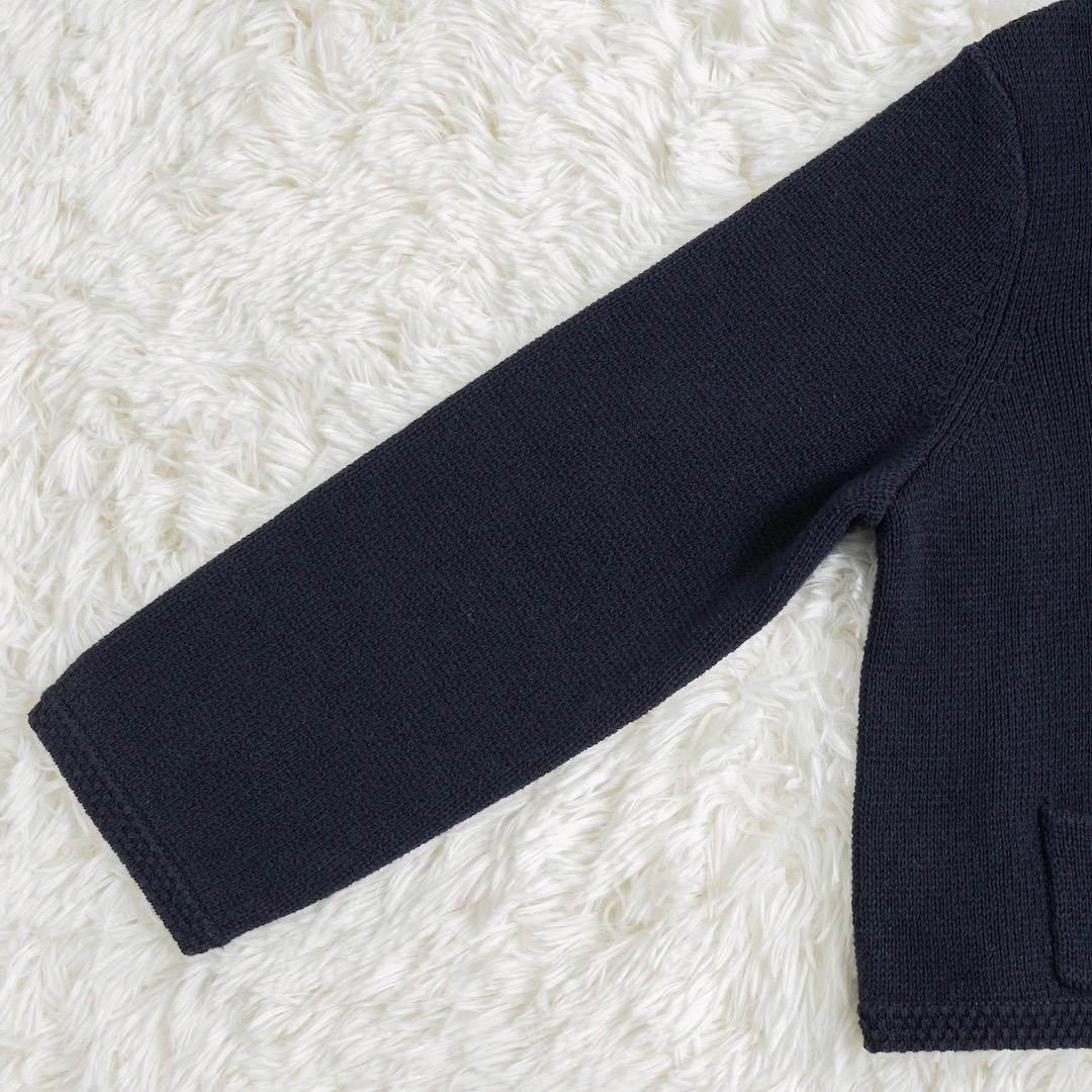 美品 MACPHEE ハーフミラノリブ クロップドカーディガン ネイビー
