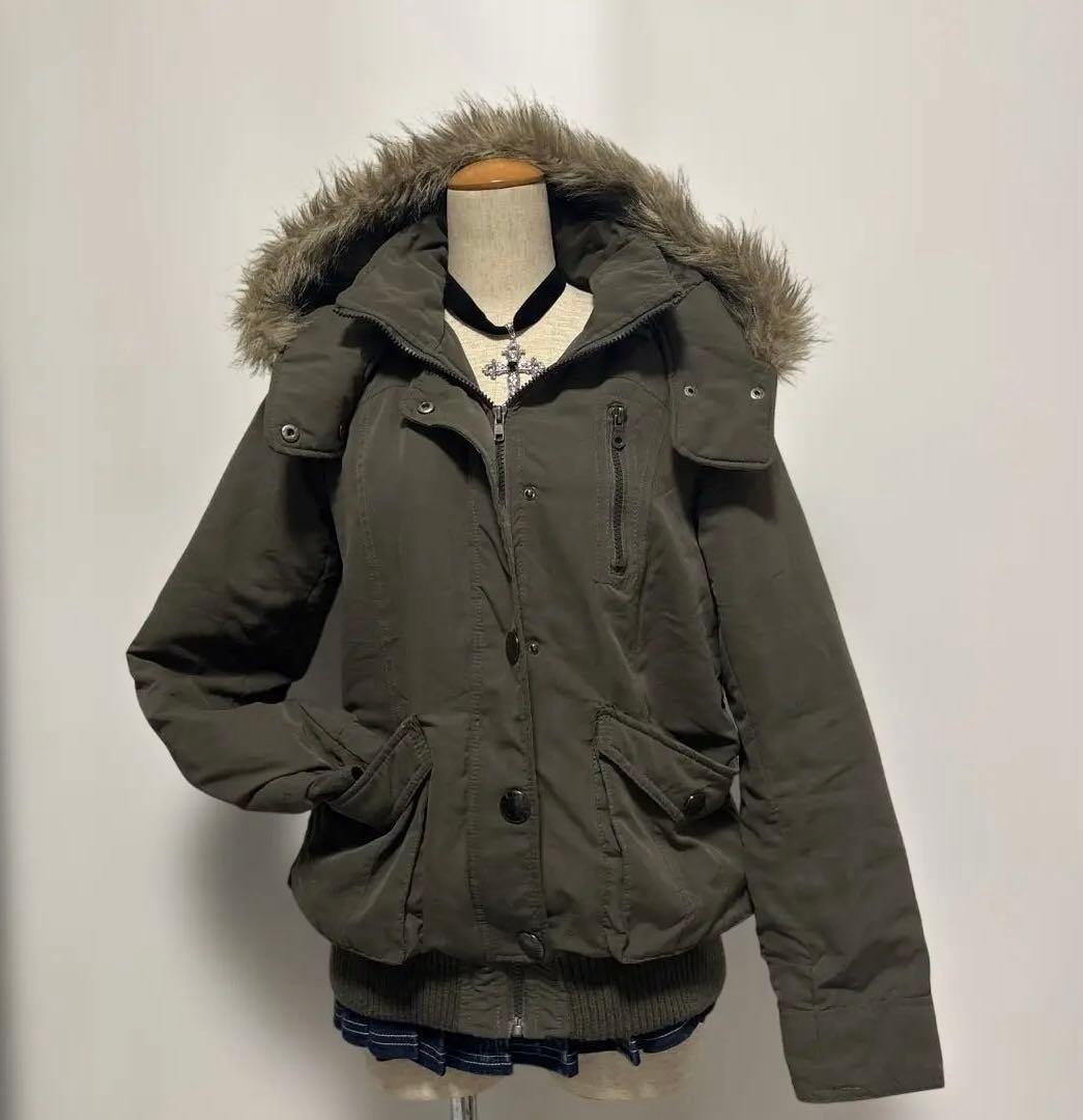 y2k ファー付モッズコートグランジフェアリー　森ガール 平成ギャル　geek