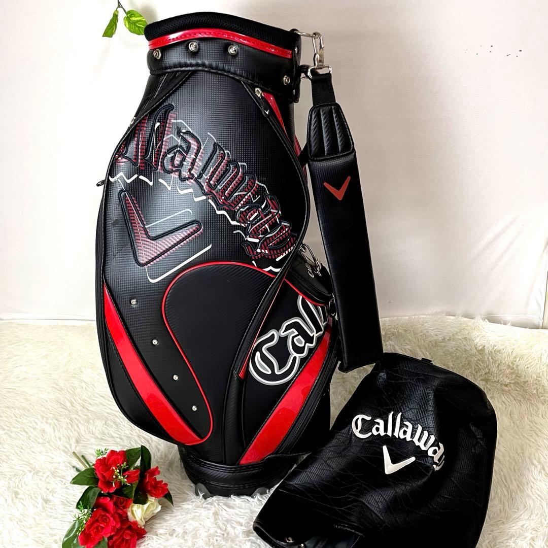 人気モデル✨訳あり格安✨良品 キャロウェイ キャディバッグ カート 黒赤 フード