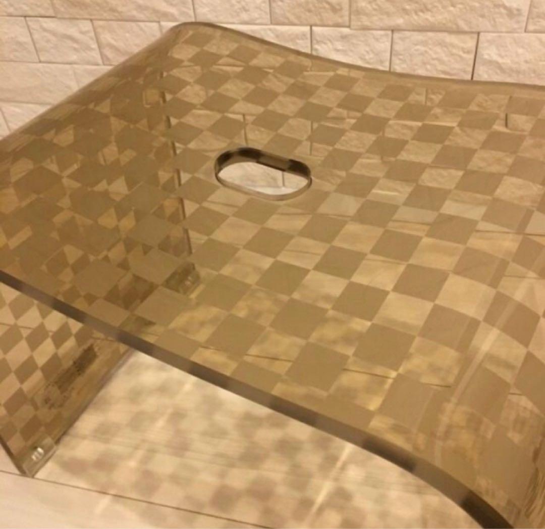 お得◎新品未使用　アクリル　バスチェア　センコー　チェッカー　L カフェオレ