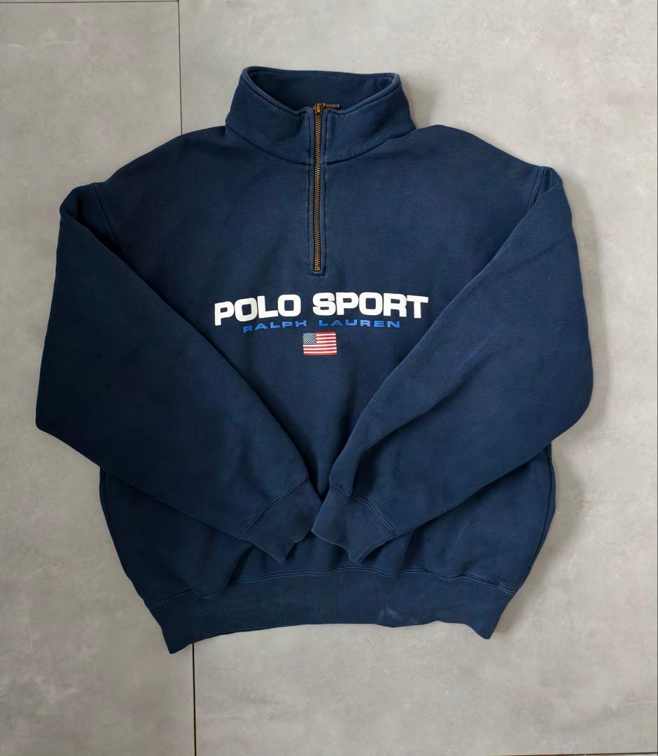 90s ポロスポーツ・ラルフローレン　ハーフジップスウェット