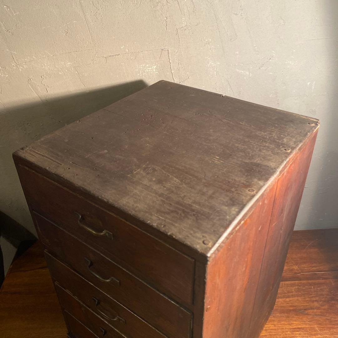 時代物 虫喰い 五段小引き出し 大正 昭和初期 小家具 古民家 骨董品 時代箪笥