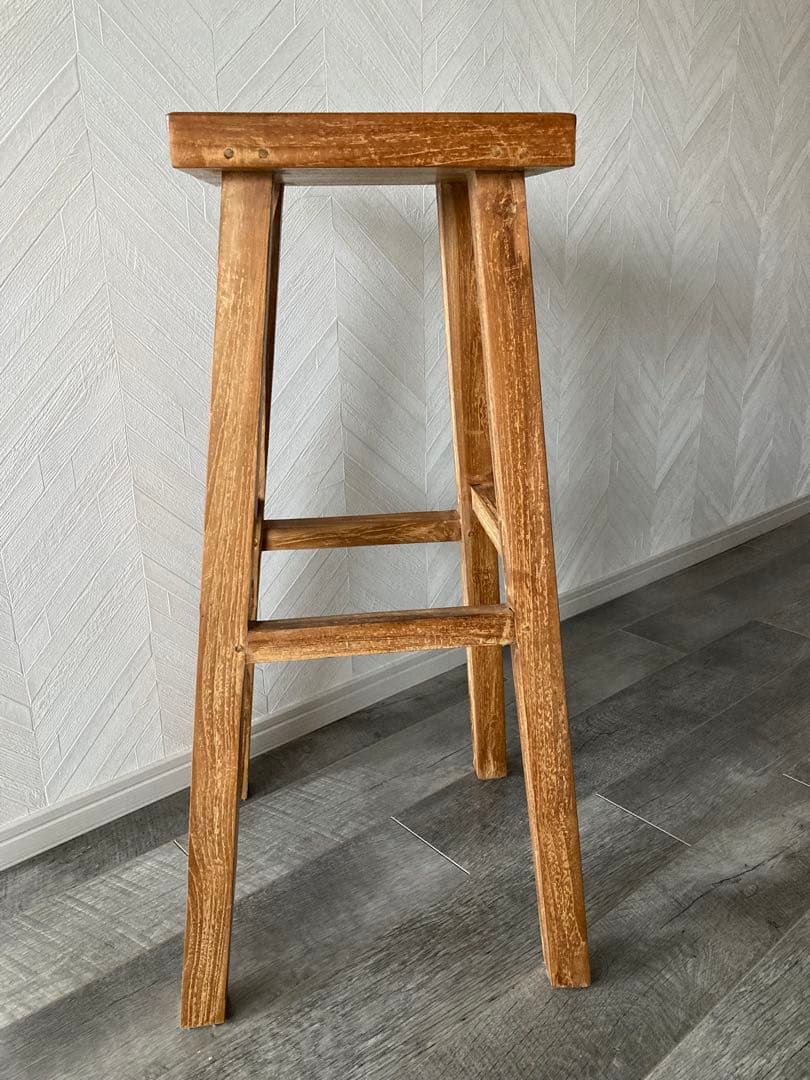 【Lemon Tea】お洒落な木製ハイスツール　オールドチーク