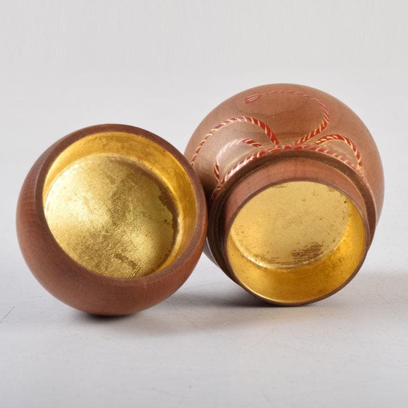 茶道具　一位彫　浩平造　内金溜　瓢香合　共箱　V　9055