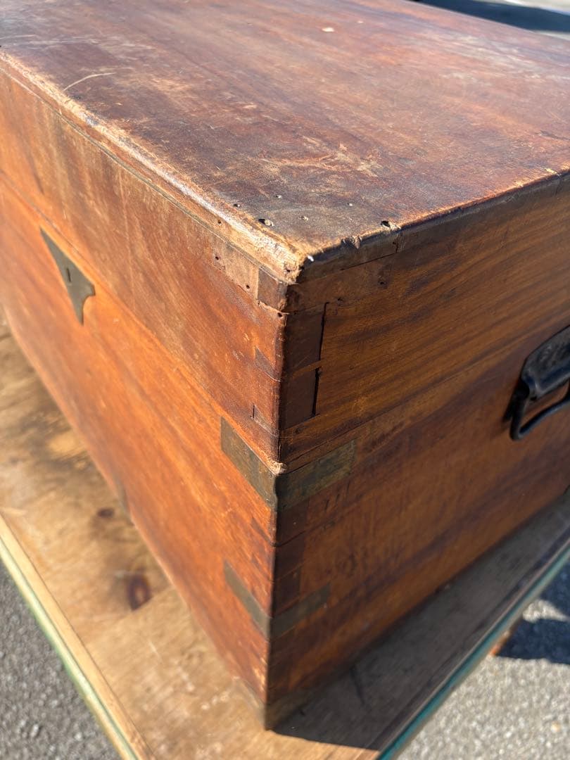 レトロ　アンティーク　木製トランク　トランク　木箱　船トランク