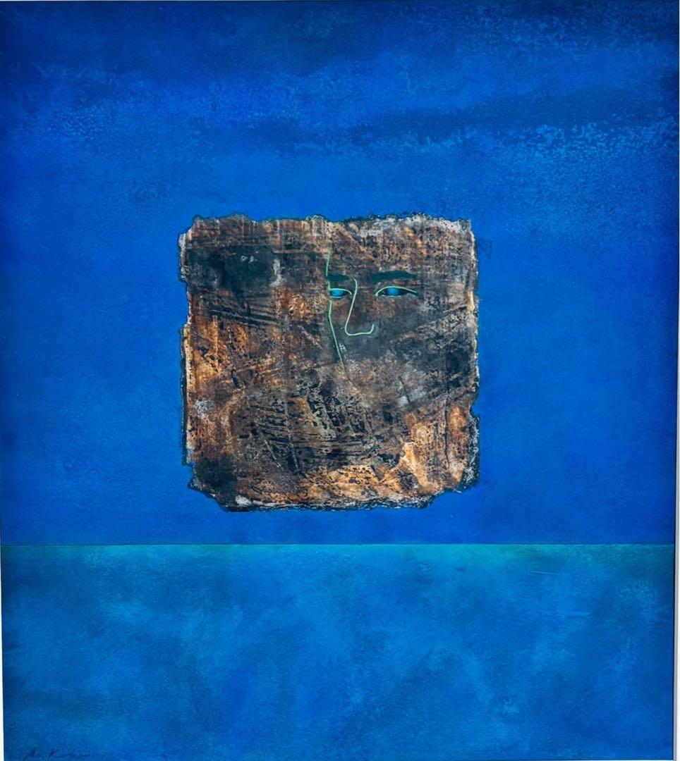 荒井虹子「帰ってみる夜」尹東柱 詩 額装 現代美術 作品42×37.5cm