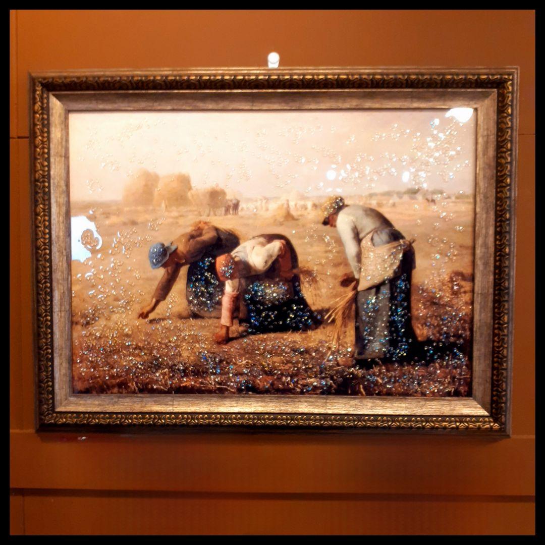 輸入雑貨　天然水晶石　ジャン=フランソワ・ミレー作　『落穂拾い』　クリスタル