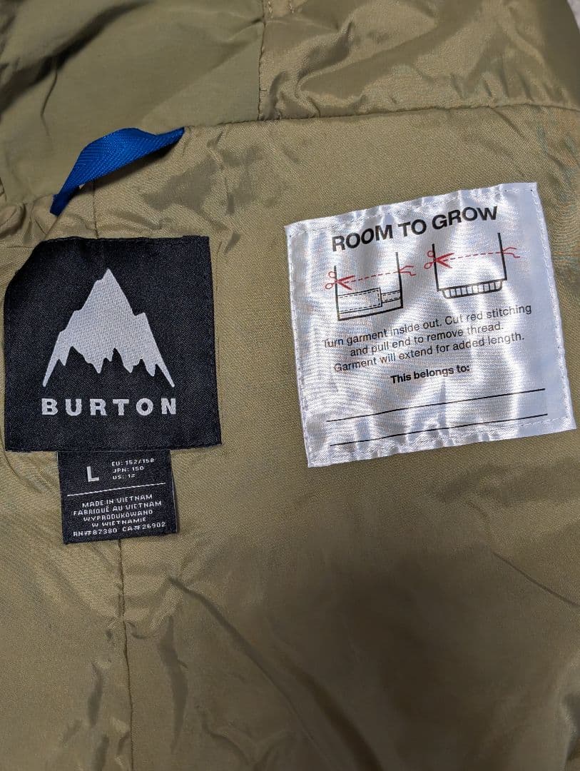 BURTON カーキ スノーボード ビブパンツ