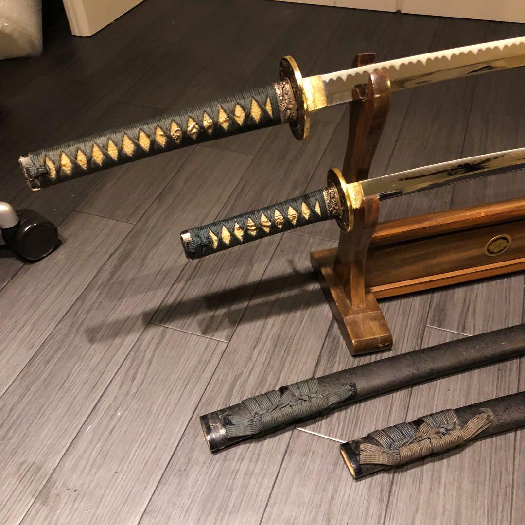 本格模造刀　大小セット　緑拵え　太刀　脇差　大小セット