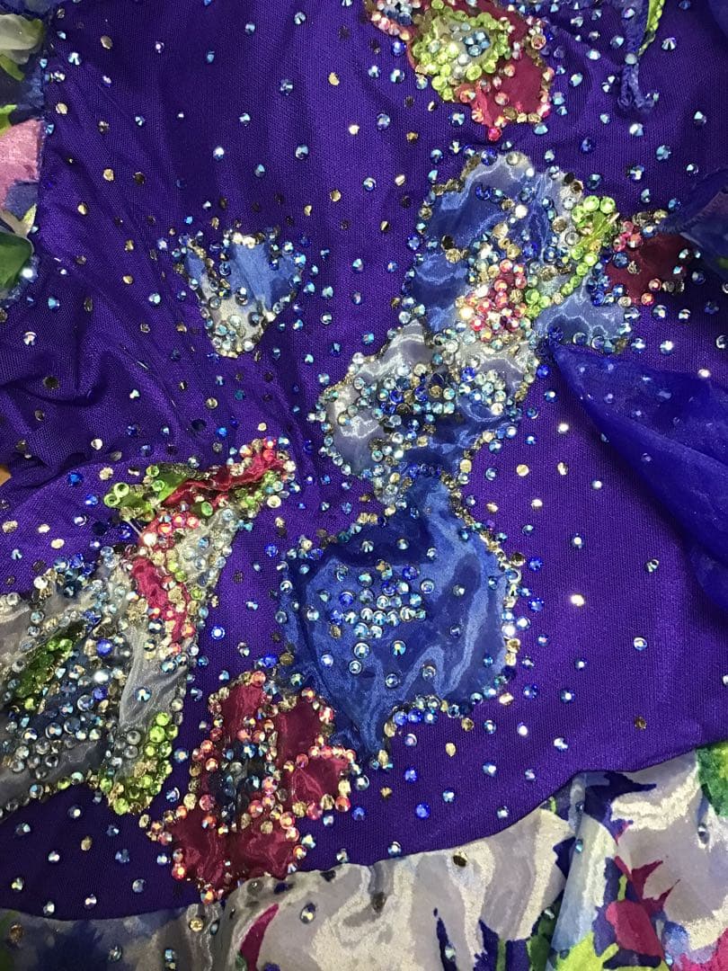 タカダンス　ドレス　ブルー　プリント花柄