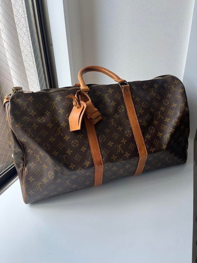 ルイヴィトン　旅行カバン　ボストンバック　キーポル　モノグラム　レトロ　総柄