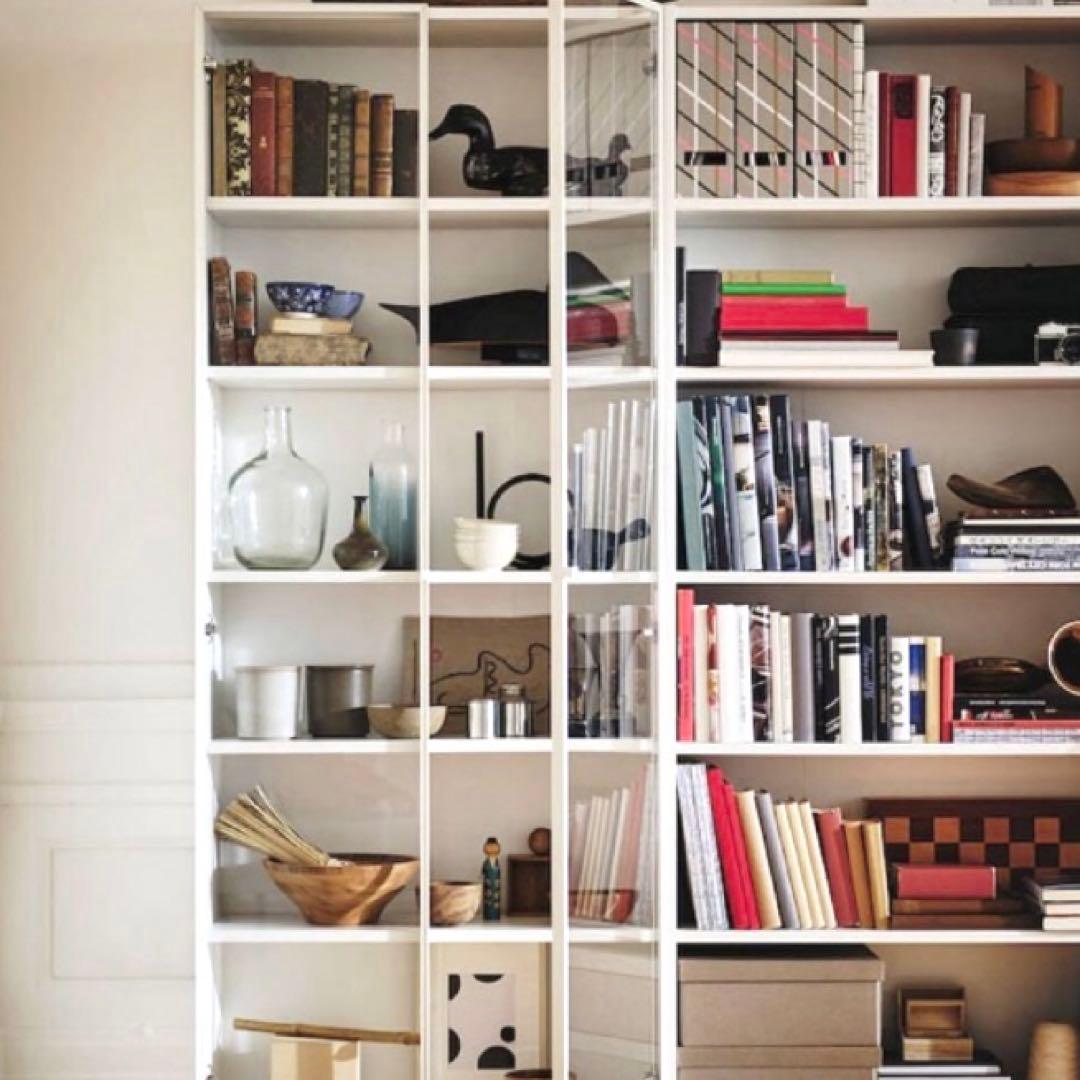 【匿名送料込】IKEAビリー / ホーグボー 本棚 ガラス扉ガラス棚板付き