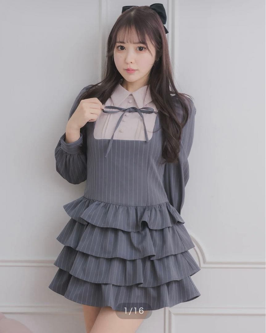 pium ピウム　ヨーク切り替えティアードミニワンピース