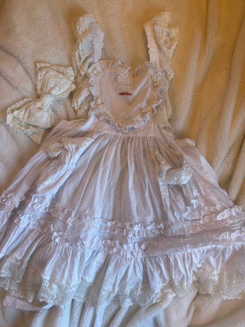 モモコハウス　エプロン　ミニ　ヘッドドレス　セット　白