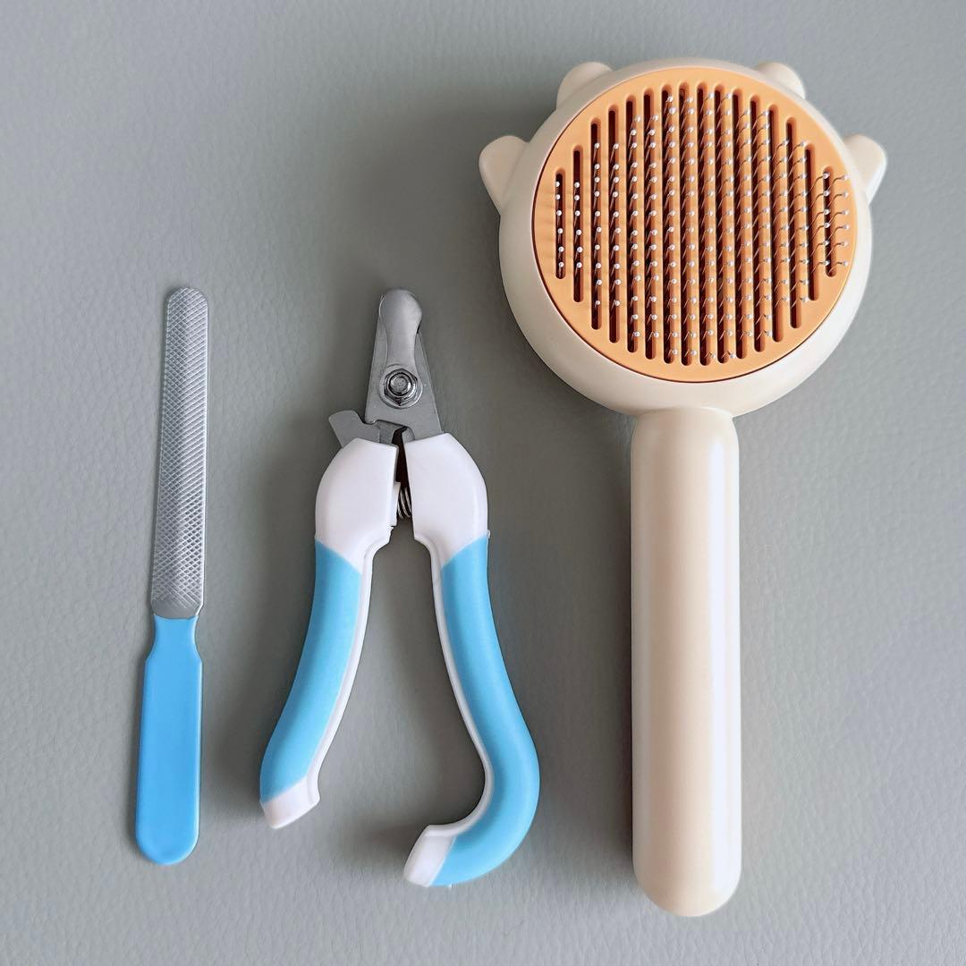 ペットケア 3点セット 猫 犬 兼用 ペットコーム 針ブラシ 爪切り やすり