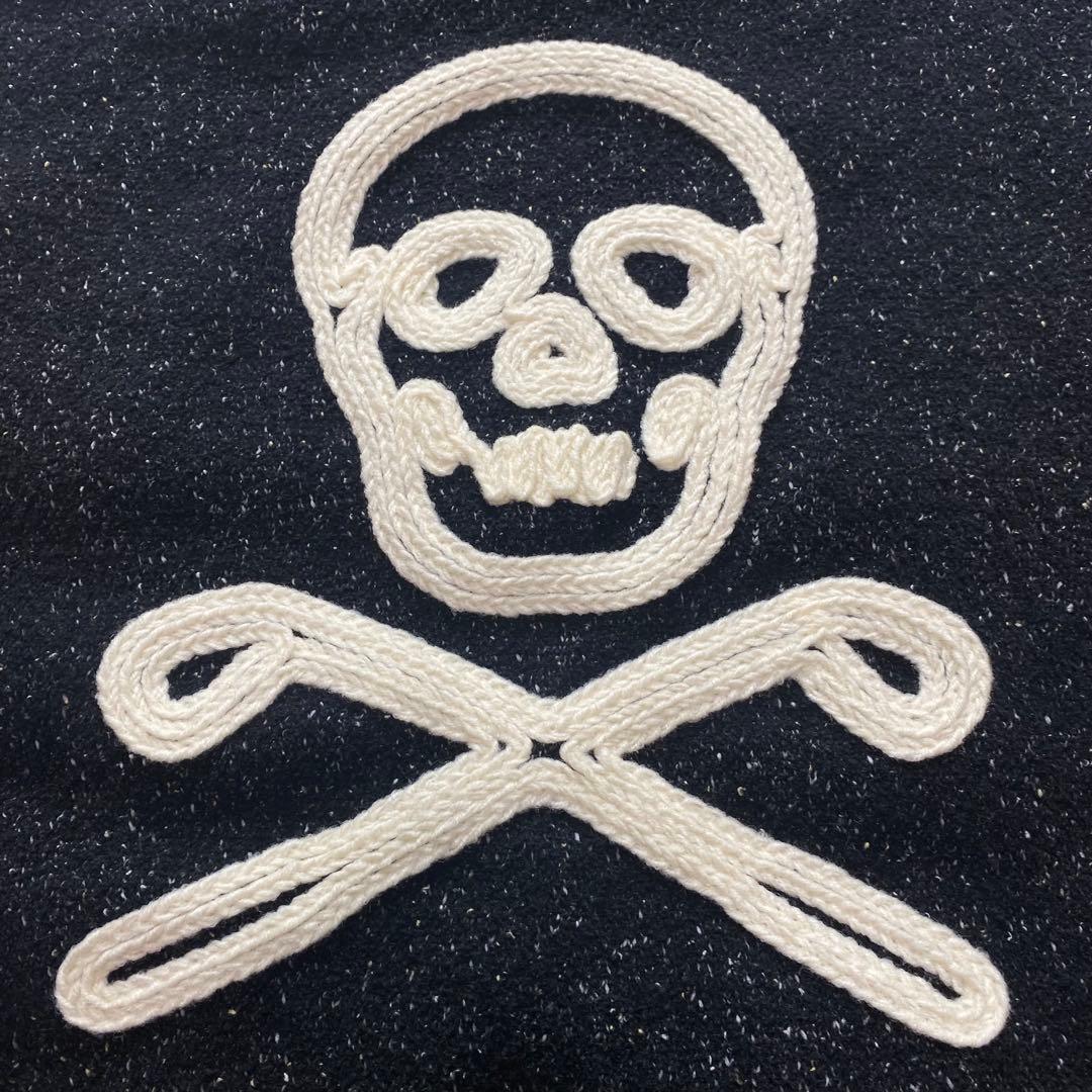 美品✨マークアンドロナ　スカル　刺繍ビッグロゴ　ハイネックニット　黒