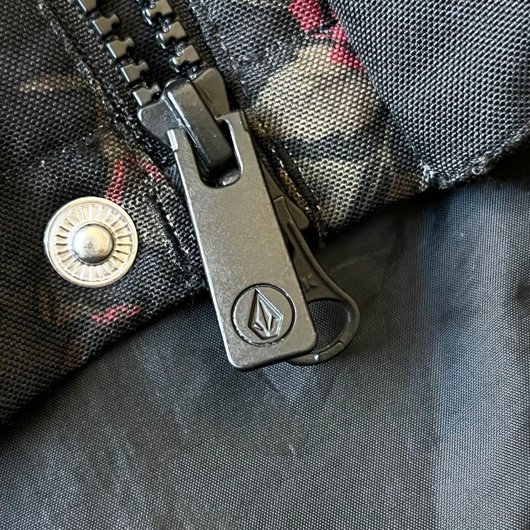 3268 ボルコム　ジャケット ファー付き 花柄 バラ　黒　S