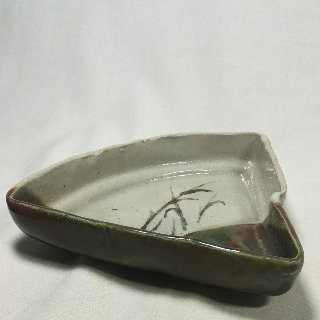 在銘あり　織部焼　扇形銘々皿　５客　懐石料理