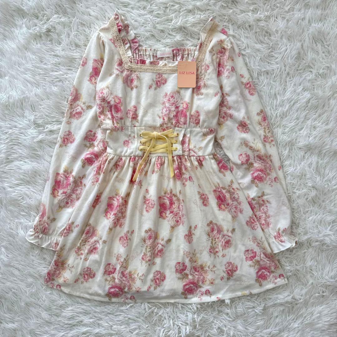 LIZ LISA ベロア リボン 平成 y2k 花柄ワンピース 未使用 姫ギャル