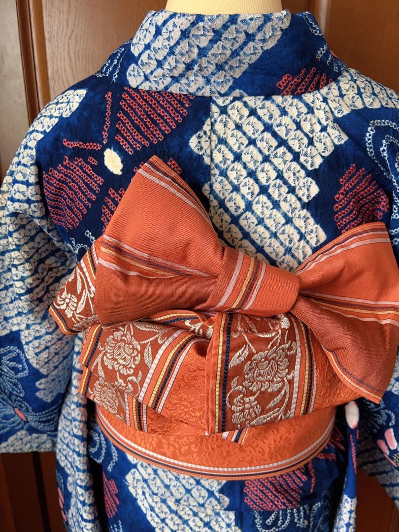 浴衣 有松鳴海絞り 単衣 夏物 木綿 綿 舞蝶花文