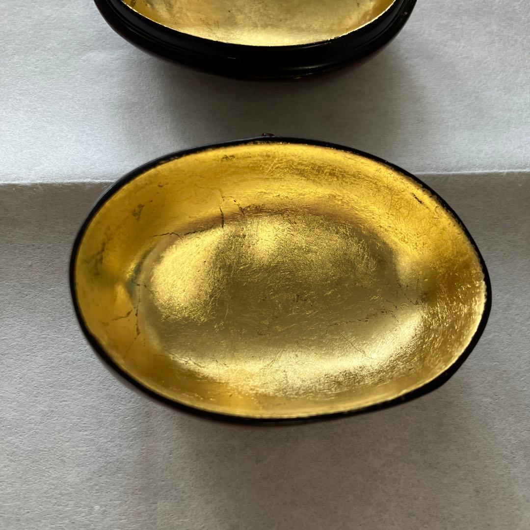 茶道具　乾漆　栗香合　畦地粒俵　造　内側全面金箔貼り　共箱　S73KG