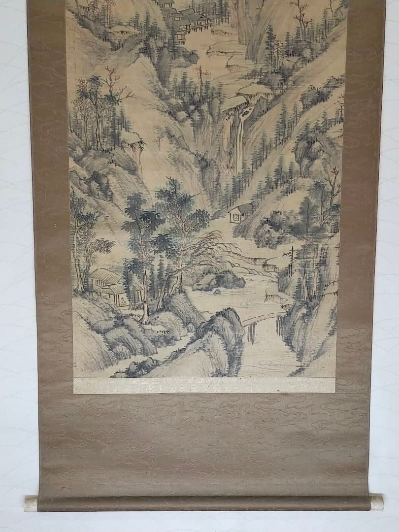 ♥掛軸【長谷川嵐渓】山水図　掛け軸　骨董　古玩　中国