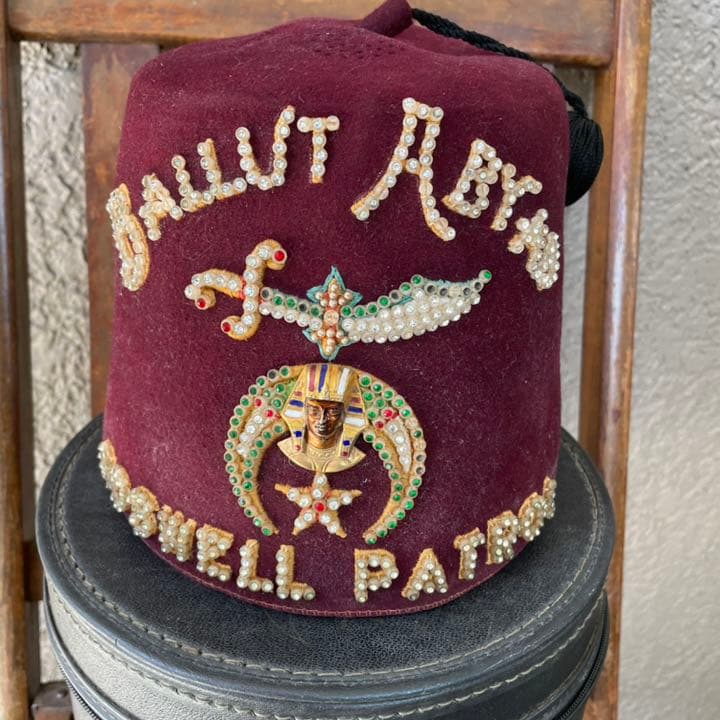 超レア！豪華ケース付き　秘密結社フリーメイソン帽子　アメリカアンティーク雑貨古着