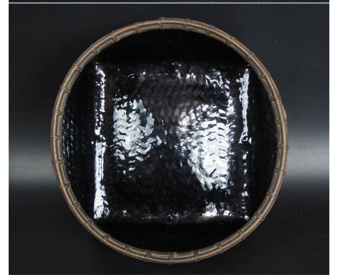 送料無料 篭師　石峰作　網代炭籠炭斗炭入 煎茶道具　木箱共箱　未使用