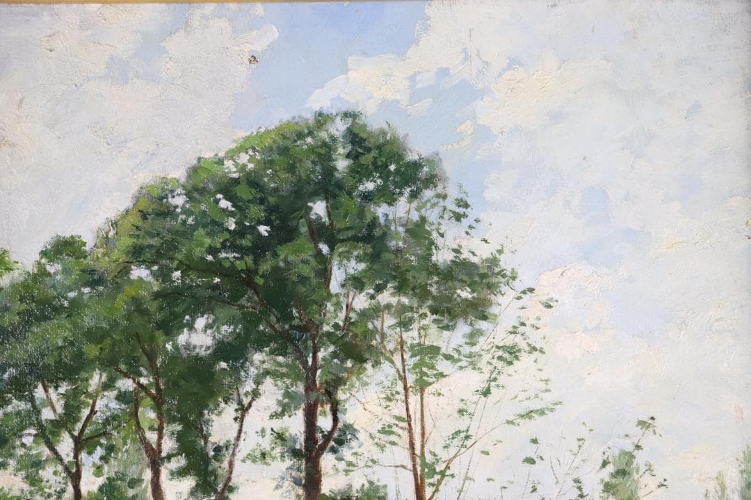 真作保証 19世紀古画 Charles-HenriQuinet 風景画油彩10号