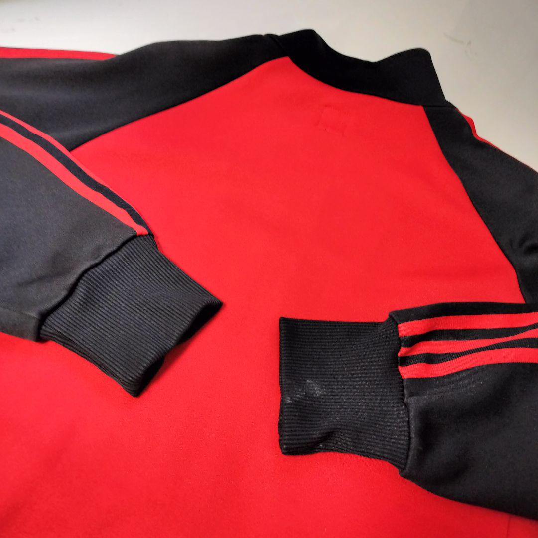 ★人気　アディダス　ジャージ　トラックジャケット　刺繍ロゴ　レッド×ブラックL