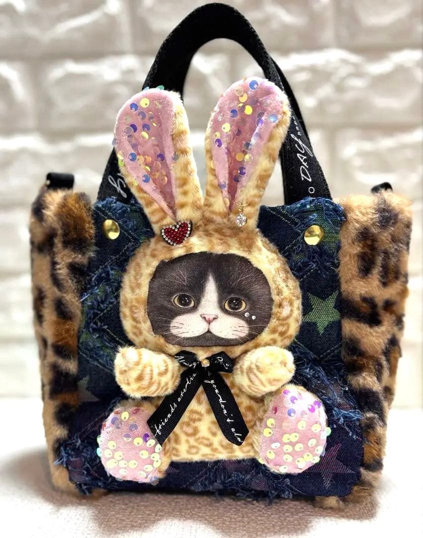 黒*こ様 コヤンイサムチョン　ハンドメイド　ミニファートートバッグ　ピンクうさち