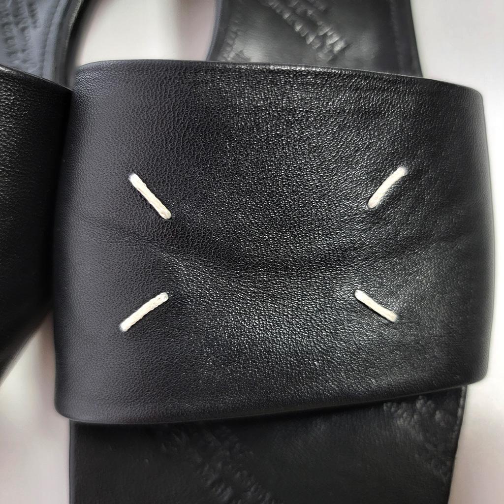 メゾンマルジェラ　レザー 4ステッチ サンダル ミュール　ブラック　37