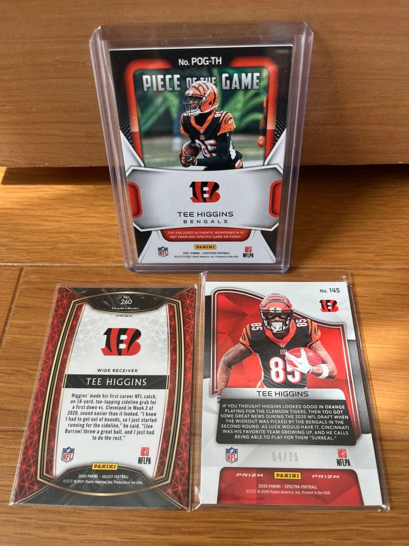 NFLカード Tee Higgins 世界1枚限定パッチカード含む3枚セット