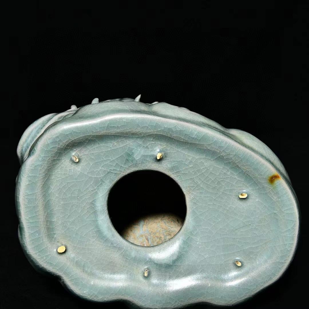 中国古美術・旧蔵の陶磁器、招福の瑞獣・19x30・案頭・置物・文房具・風水開運