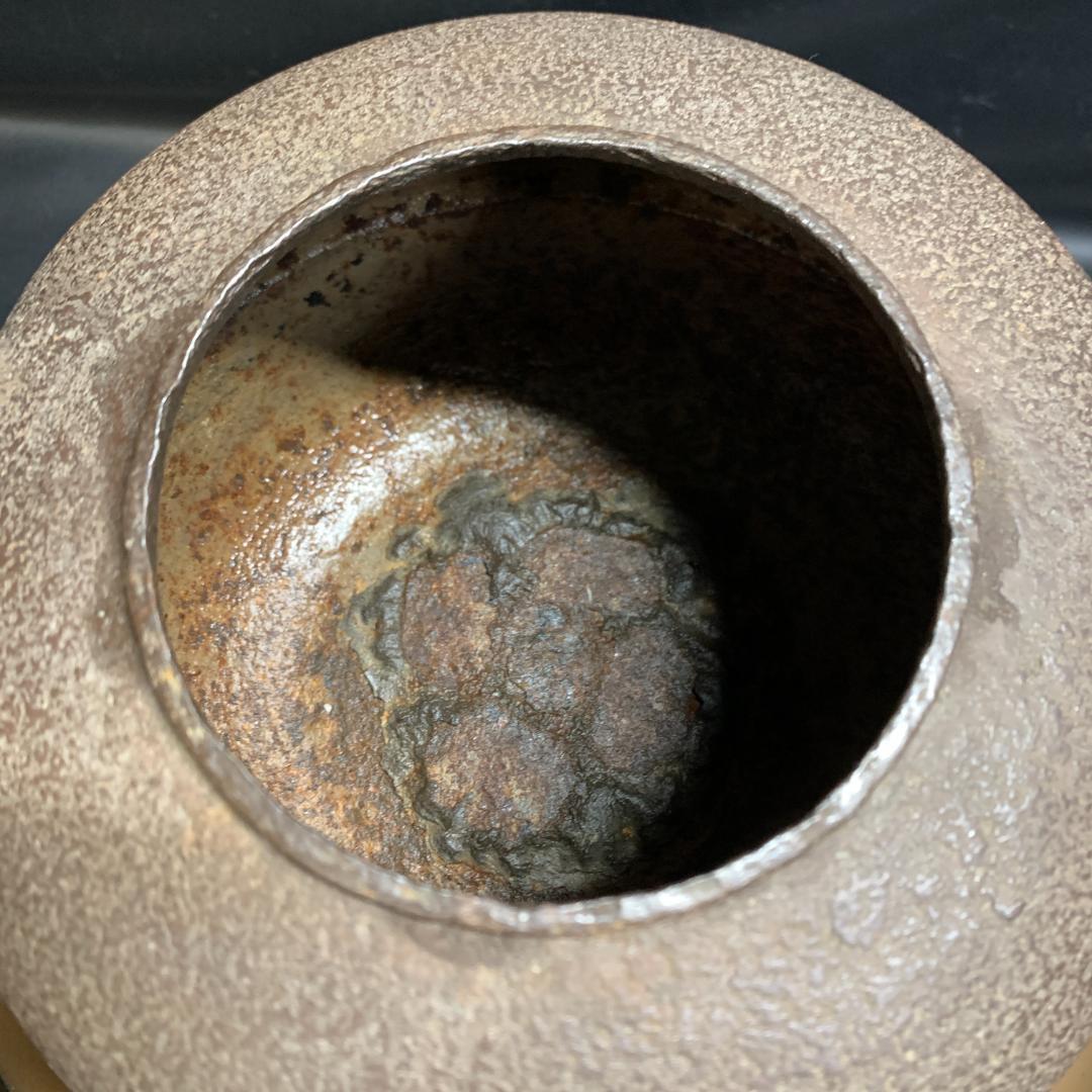 当時物 茶道具 唐銅鬼面風炉釜 丸釜 昭和レトロ アンティーク 骨董品