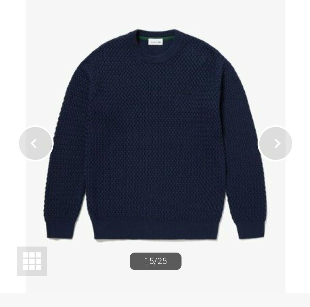 ローゲージ バスケット編み ニットクルーネックセーター