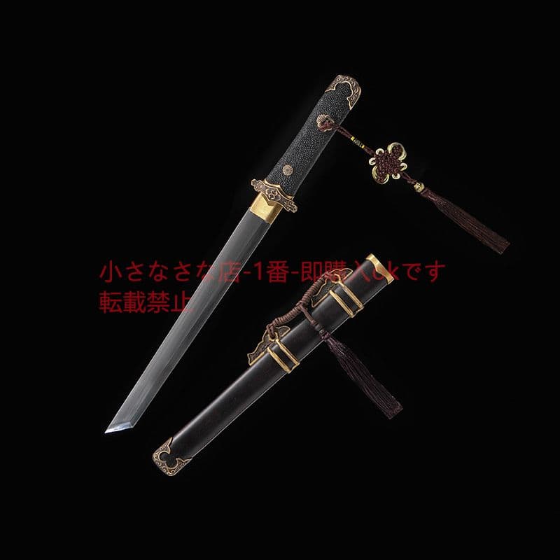 黒檀木魚皮柄小唐横刀T 10焼刃 古兵器 武具 刀装具 日本刀 模造刀 居合刀